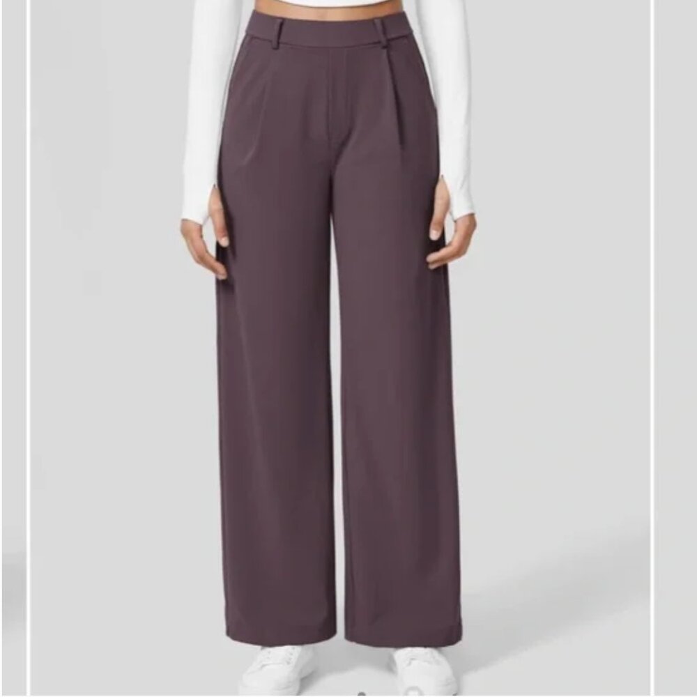 Halara flex straight leg pants in eggplant